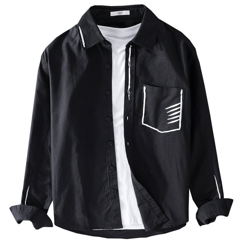 Herren Leichtes Baumwoll-Overshirt mit Kontrastnaht und aufgesetzter Brusttasche Nord Taschen