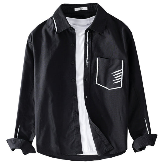 Herren Leichtes Baumwoll-Overshirt mit Kontrastnaht und aufgesetzter Brusttasche Nord Taschen