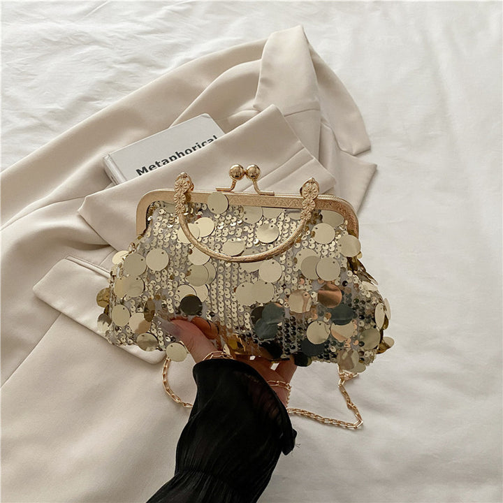 Damen glamouröse Clutch Tasche mit funkelnden Pailletten Nord Taschen