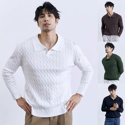Herren Eleganter Strickpullover mit Stehkragen Nord Taschen