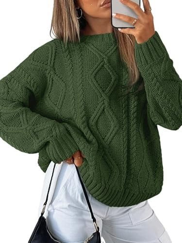 Damen Grobstrickpullover im Zopfmuster mit lässigem Oversize-Schnitt Nord Taschen