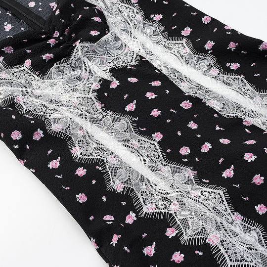 Damen Maxikleid mit Spitzeneinsatz, langen Ärmeln und floralem Allover-Print Nord Taschen