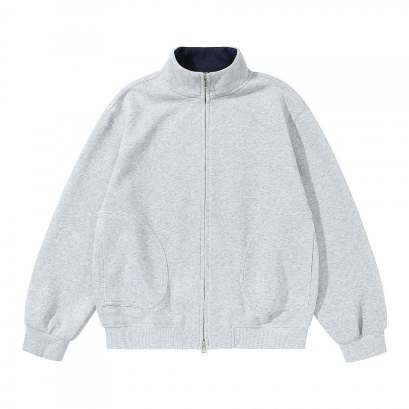 Unisex Sweatshirtjacke mit Stehkragen, Oversize-Passform und runden Eingrifftaschen Nord Taschen
