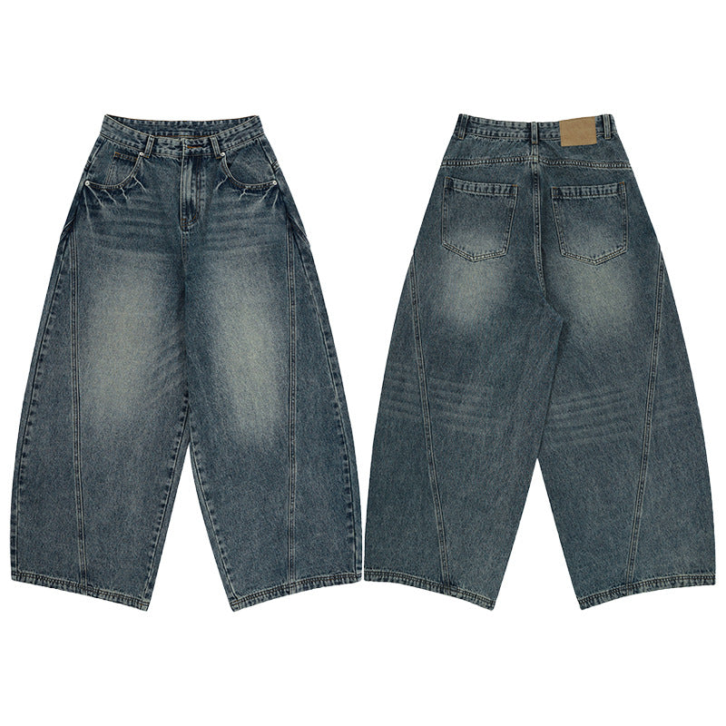 Unisex Extremweite Denimhose im skulptierten Baggy‑Schnitt mit tiefem Schritt Nord Taschen