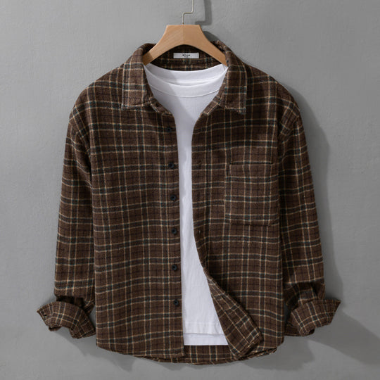 Herren Lockeres Flanell-Hemdjacken-Overshirt mit weichem Griff und aufgesetzter Brusttasche Nord Taschen