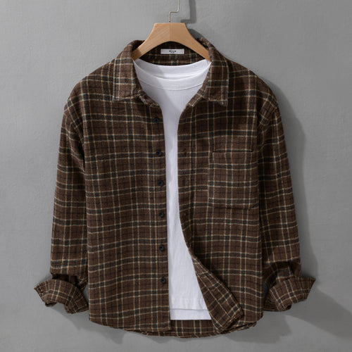 Herren Lockeres Flanell-Hemdjacken-Overshirt mit weichem Griff und aufgesetzter Brusttasche Nord Taschen