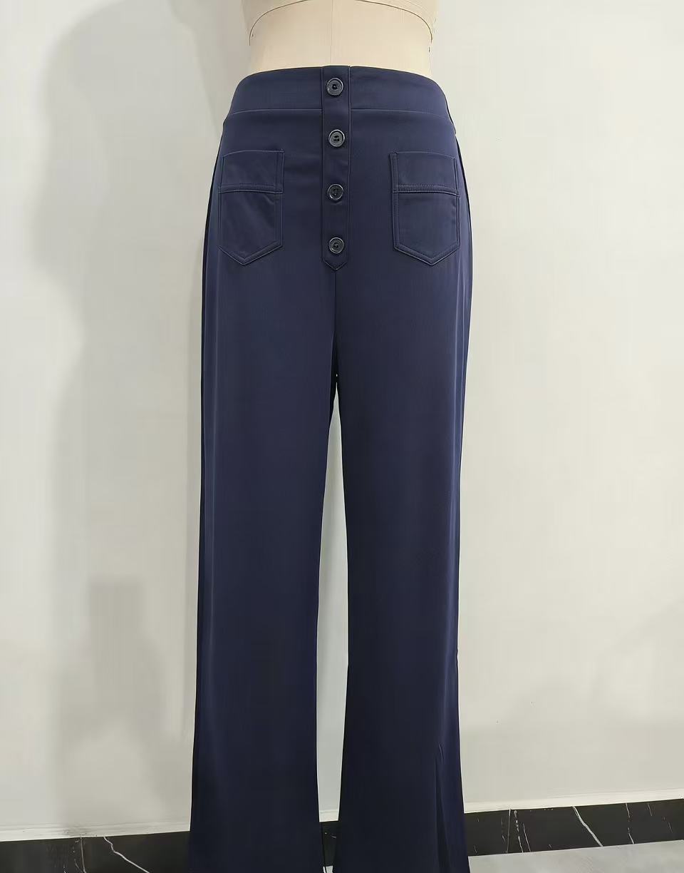 Damen Hochtaillierte Wide‑Leg Hose mit aufgesetzten Taschen Nord Taschen