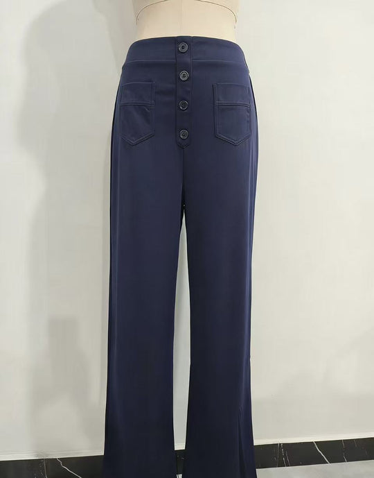 Damen Hochtaillierte Wide‑Leg Hose mit aufgesetzten Taschen Nord Taschen