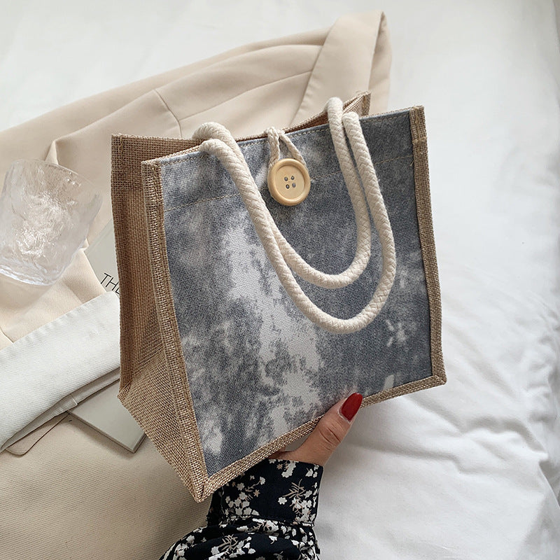Damen Jute-Tragetasche mit elegantem Gewebe und robusten Schnüren Nord Taschen
