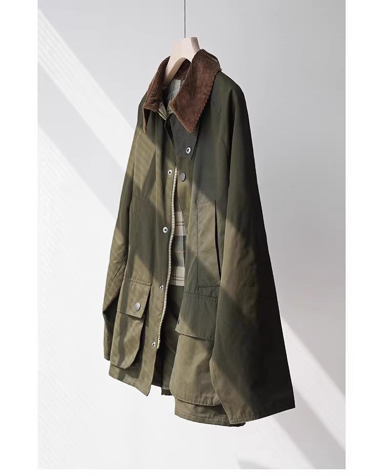 Damen wasserabweisende Oversize-Fieldjacke mit Cordkragen und aufgesetzten Pattentaschen Nord Taschen