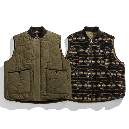 Unisex Wendbare gesteppte Weste mit Jacquard‑Fleece und aufgesetzten Taschen Nord Taschen