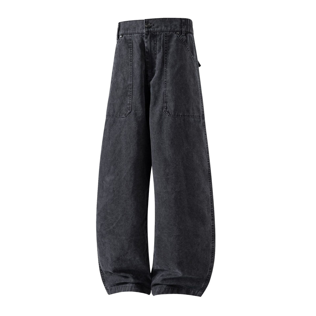 Damen Weite Utility-Jeanshose mit hoher Taille und großen aufgesetzten Taschen Nord Taschen
