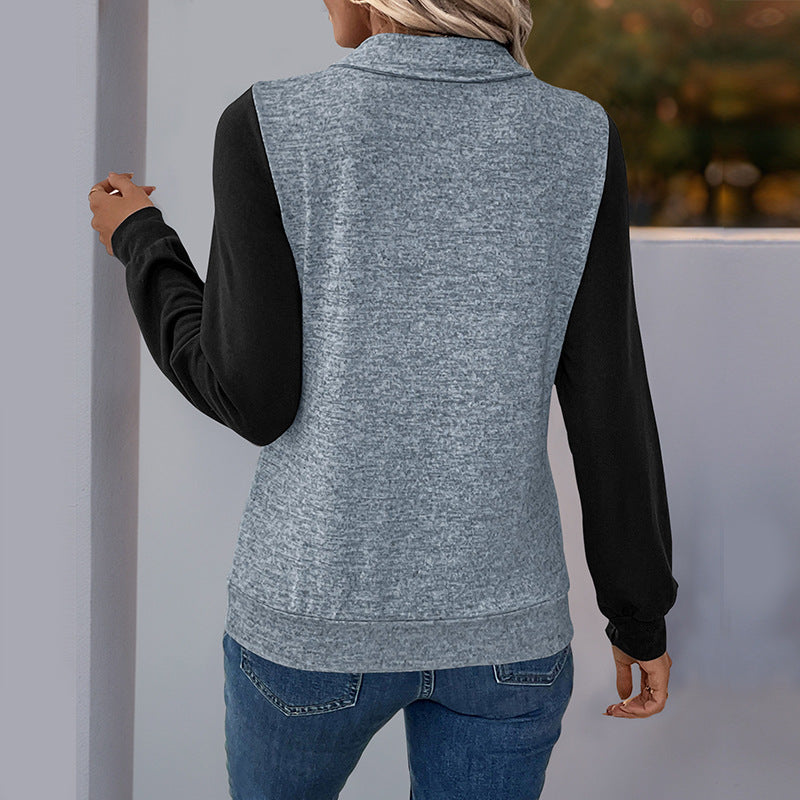 Damen Lässiger Longsleeve Pullover mit Knopfleiste Nord Taschen