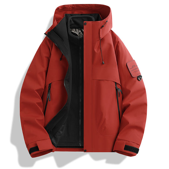 Herren modulare wasserdichte Outdoorjacke mit abnehmbarer Fleece-Innenjacke und verstellbarer Kapuze Nord Taschen