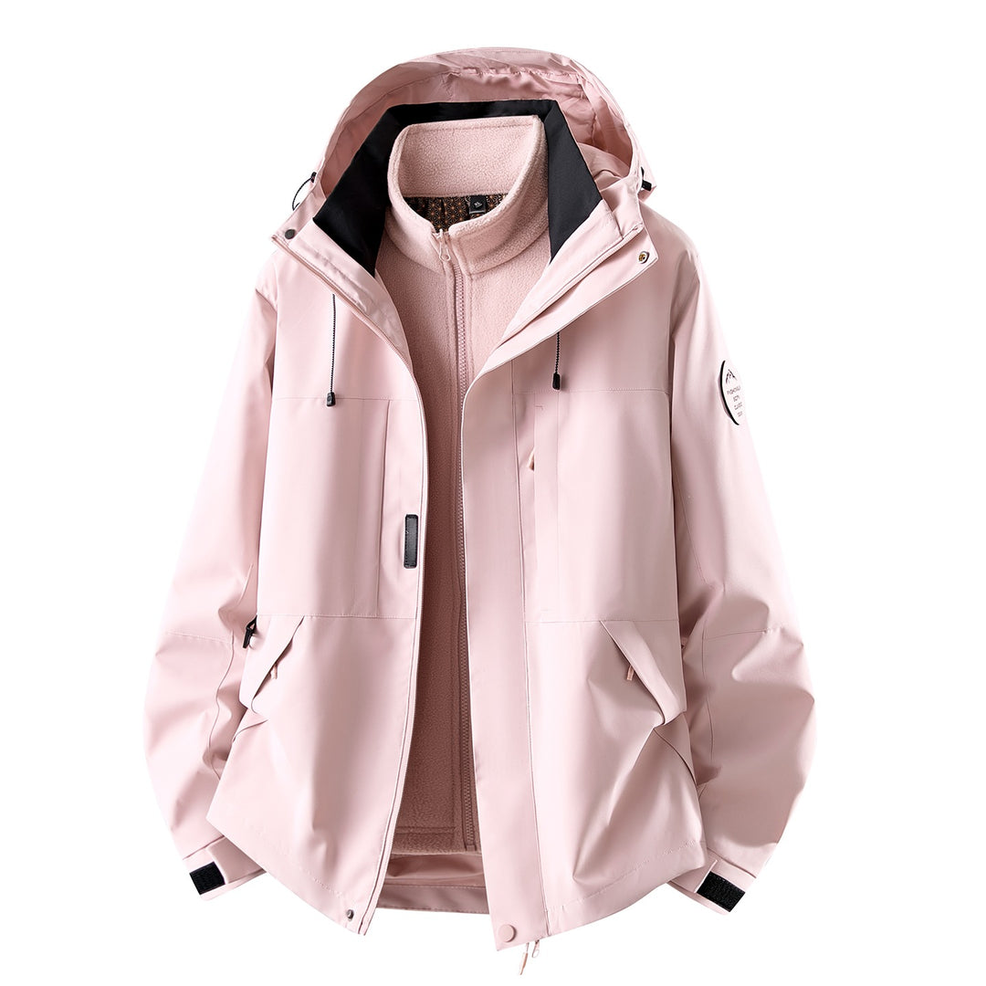 Damen Dreiteilige wasserdichte Outdoorjacke mit abnehmbarem Fleece-Innenlayer Nord Taschen