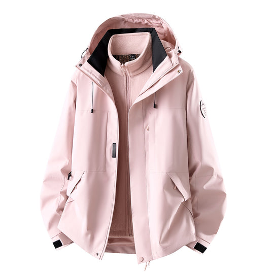 Damen Dreiteilige wasserdichte Outdoorjacke mit abnehmbarem Fleece-Innenlayer Nord Taschen