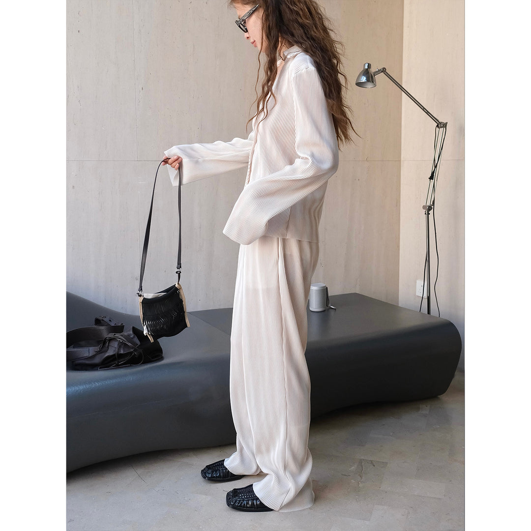 Damen Weite Palazzo‑Hose aus geripptem Feinstrick mit Elastbund Nord Taschen