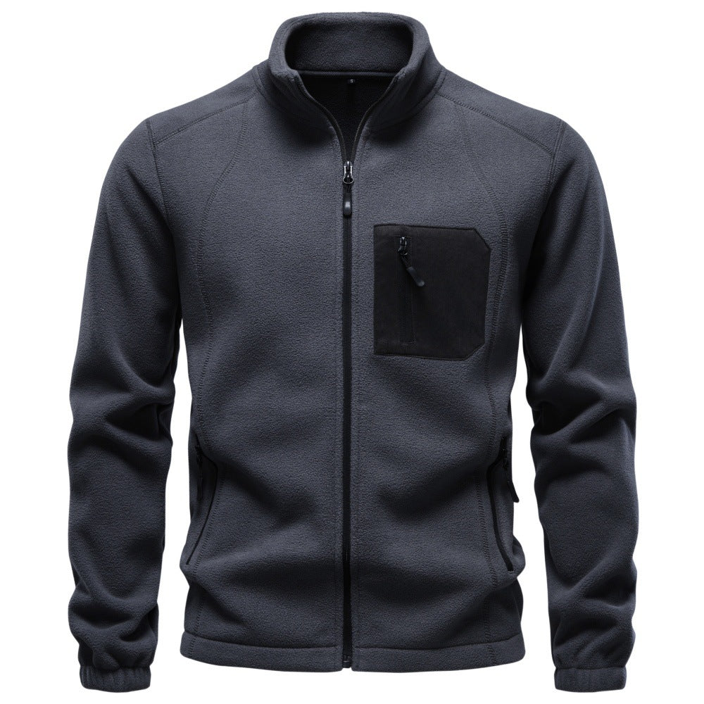 Herren Outdoor-Fleecejacke mit Stehkragen und Reißverschluss-Brusttasche Nord Taschen