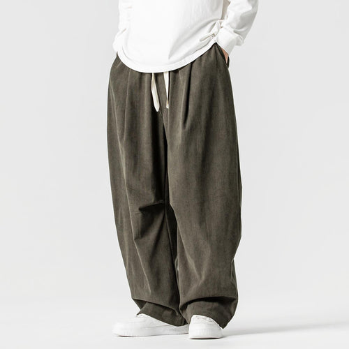 Herren weite Cordhose mit Tunnelzug, Bundfalten und relaxed Fit Nord Taschen