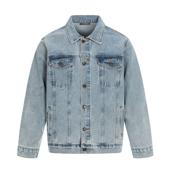 Herren Jeansjacke im Used-Effekt mit Pattentaschen und geradem Schnitt Nord Taschen