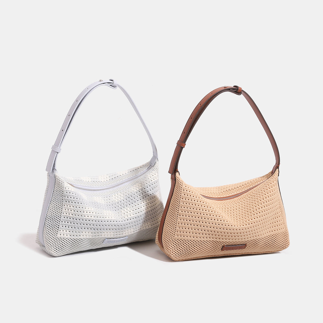 Damen Hobo-Tasche aus handgewebtem Material mit eleganten Lederakzenten Nord Taschen