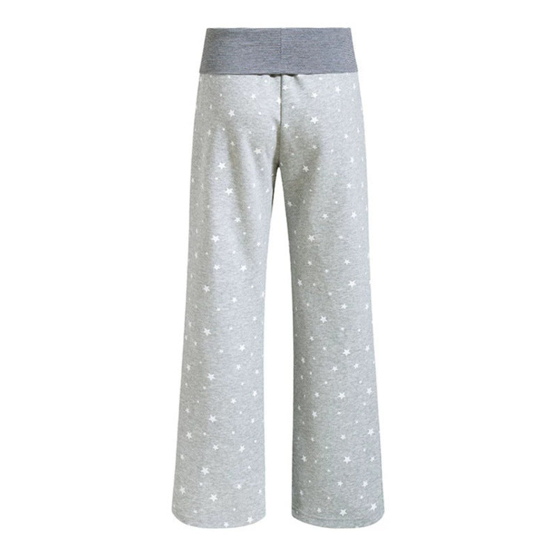 Damen Lounge-Hose mit weitem Bein, hohem Rippbund und Sternenprint Nord Taschen