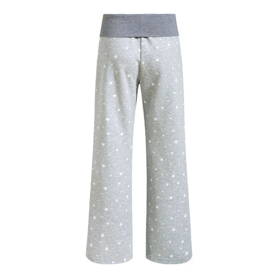 Damen Lounge-Hose mit weitem Bein, hohem Rippbund und Sternenprint Nord Taschen