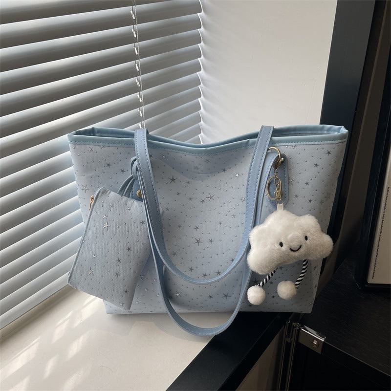Damen große Tote Tasche mit funkelndem Sternendesign und abnehmbarem Kosmetiktäschchen Nord Taschen