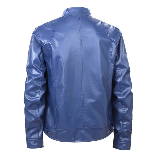 Herren Slim-Fit Lederjacke im Bikerstil mit Stehkragen, Reißverschlusstaschen und weichem Lammnappa Nord Taschen