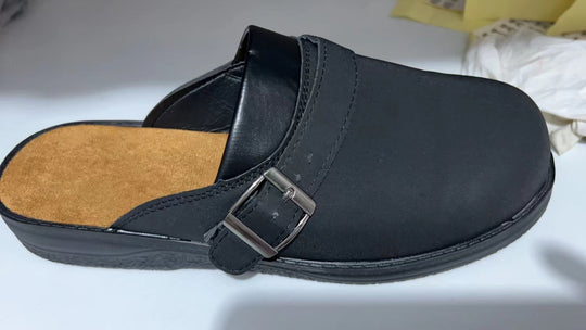 Herren Leder-Mule Clog mit verstellbarer Schnallenlasche und gepolstertem Komfortfußbett Nord Taschen