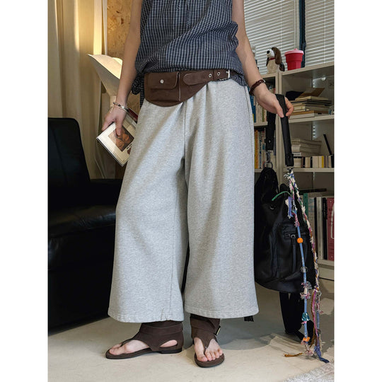 Damen Weiche High‑Waist Lounge‑Palazzohose aus Sweat mit elastischem Bund Nord Taschen