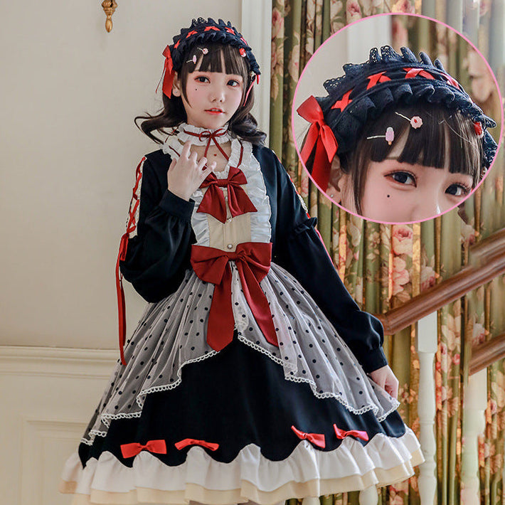 Damen Lolita-Kleid mit ausgefallenen Rüschendetails und Schleifen Nord Taschen