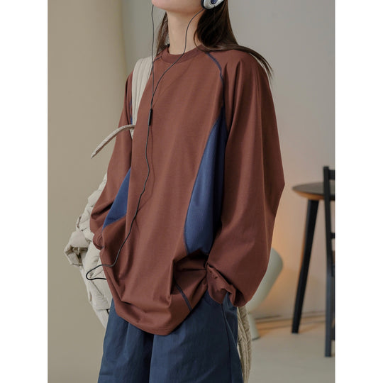 Damen Oversized Sweatshirt mit Raglan-Nähten und Kontrast-Mesh-Einsätzen Nord Taschen