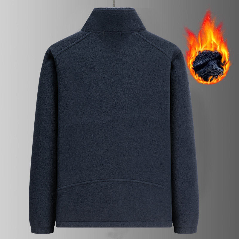 Herren Thermo‑Fleecejacke mit Sherpa‑Futter, hohem Stehkragen & wasserabweisenden Reißverschlüssen Nord Taschen