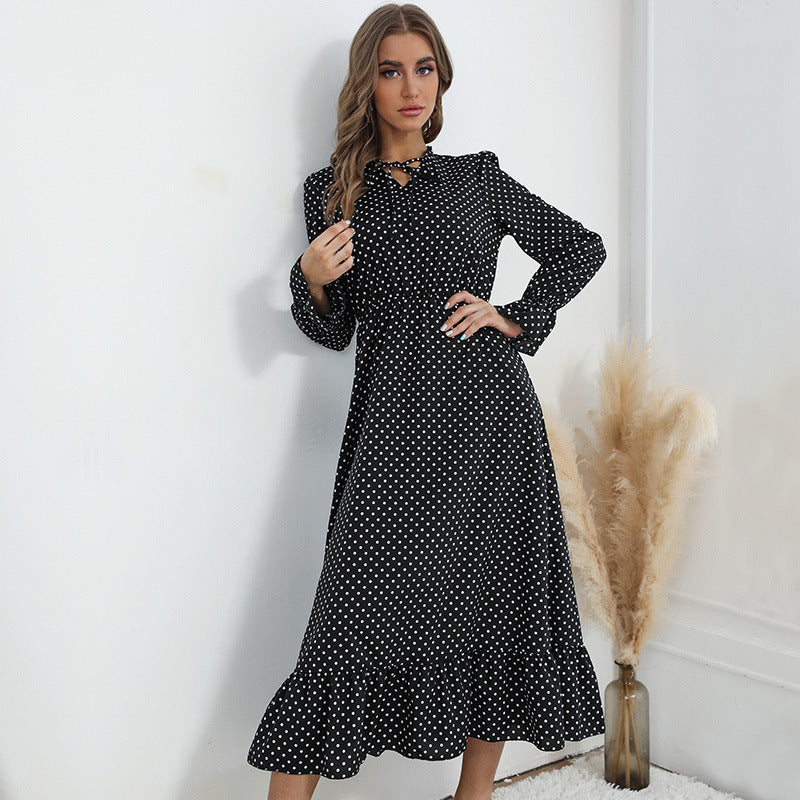 Damen Elegantes Midikleid mit Punktmuster Nord Taschen