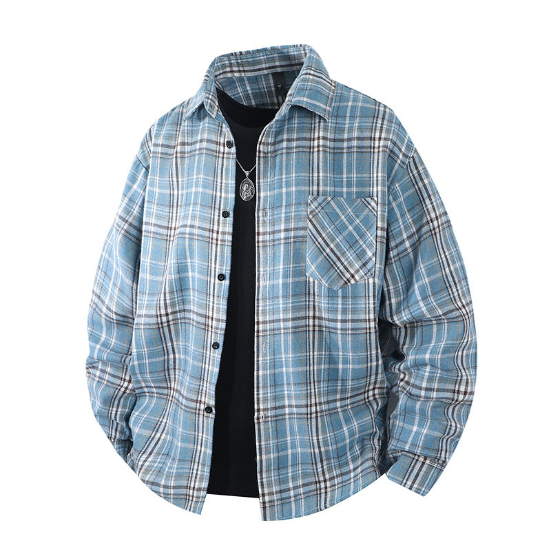 Herren Oversize kariertes Flanellhemd mit Brusttasche und entspannter Overshirt-Passform Nord Taschen