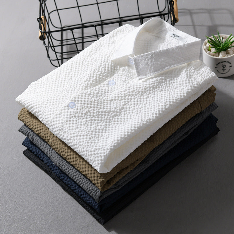 Herren Struktur-Leichthemd im Layering-Style mit Crinkle-Optik und gerundetem Saum Nord Taschen