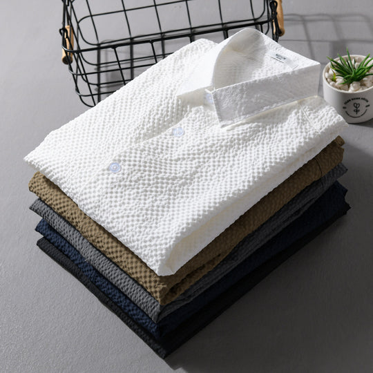 Herren Struktur-Leichthemd im Layering-Style mit Crinkle-Optik und gerundetem Saum Nord Taschen