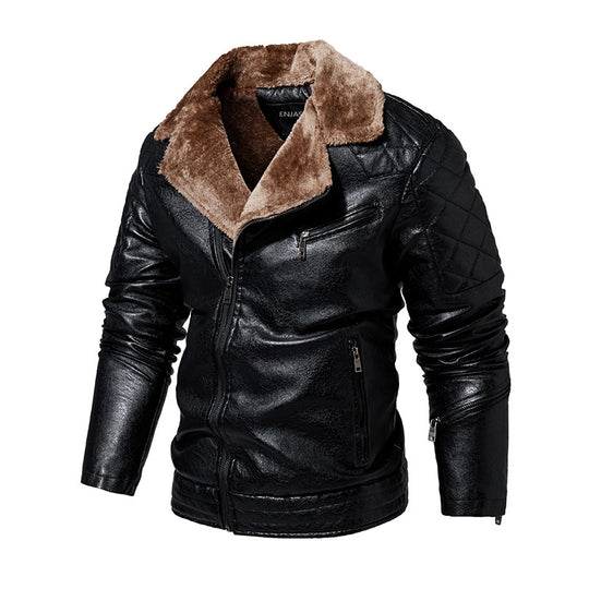 Herren Robuste Lederjacke mit Teddyfutter Nord Taschen