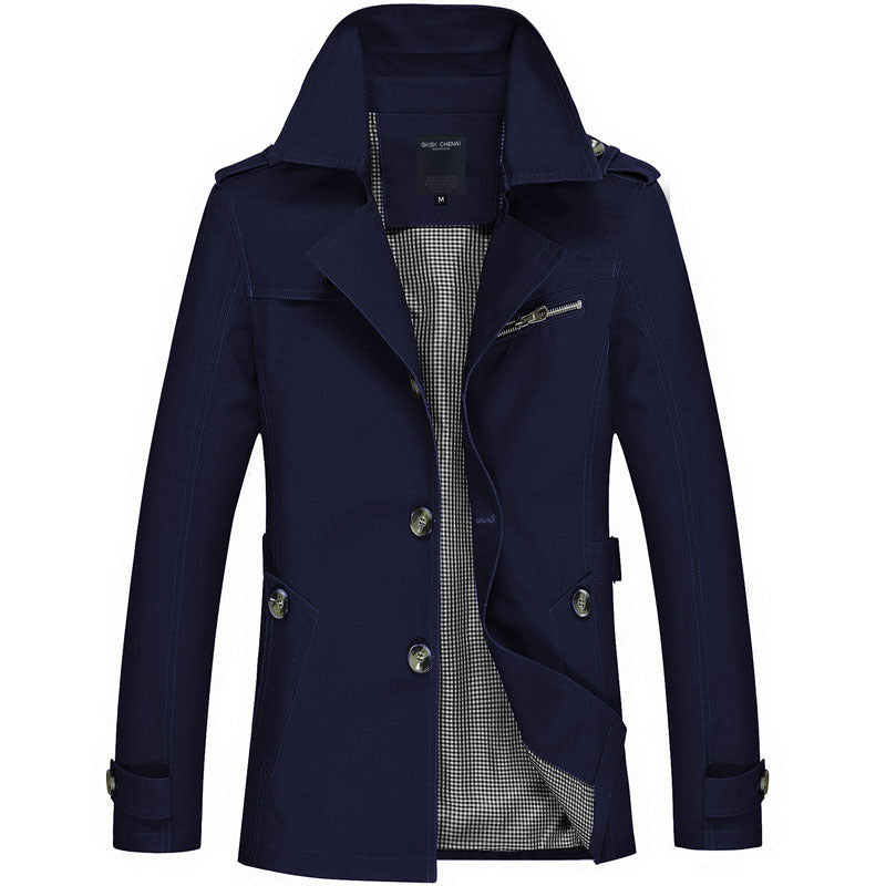 Herren  legerer Baumwoll-Blazer mit Knopfleiste, aufgesetzten Taschen und gestreiftem Innenfutter Nord Taschen