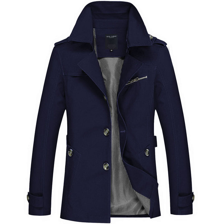 Herren  legerer Baumwoll-Blazer mit Knopfleiste, aufgesetzten Taschen und gestreiftem Innenfutter Nord Taschen