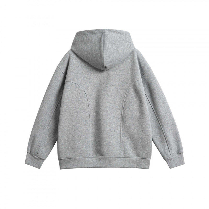 Unisex Oversize-Kapuzenpullover aus melierter Baumwollmischung mit Nietenbesatz und Teilungsnähten Nord Taschen
