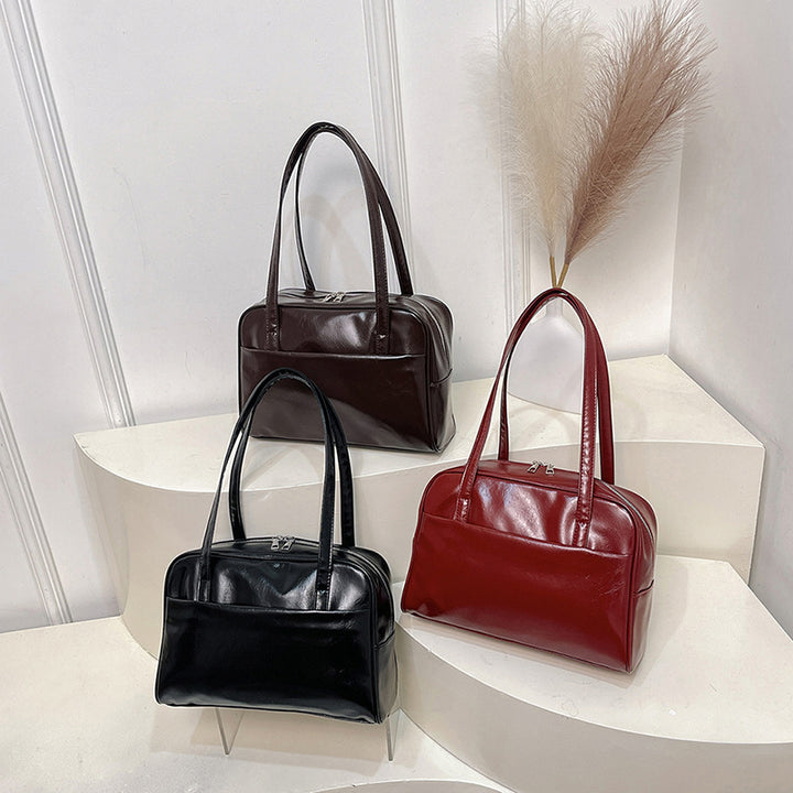 Damen elegante Shopper-Tasche mit glänzender Lederoberfläche Nord Taschen