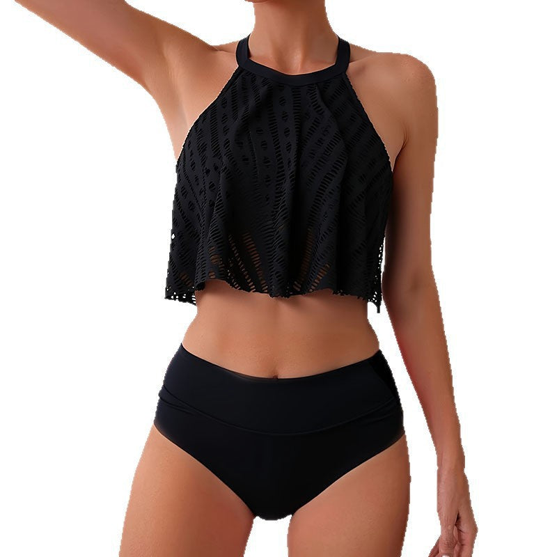 Damen Bikini-Set mit lässigem Crop-Top und hochtaillierten Höschen