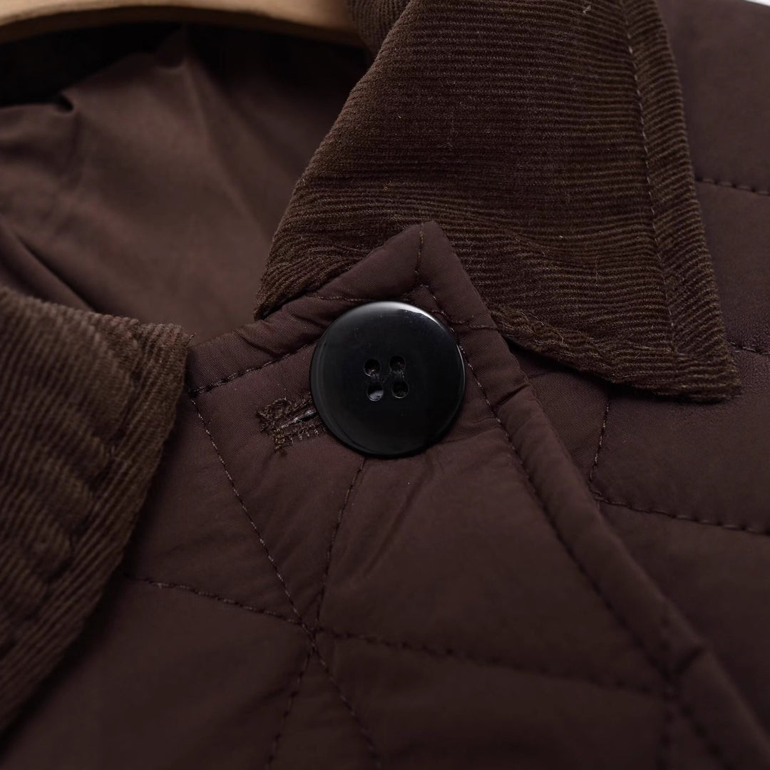 Damen Gesteppte Boxy‑Übergangsjacke mit Cordkragen und Pattentaschen Nord Taschen