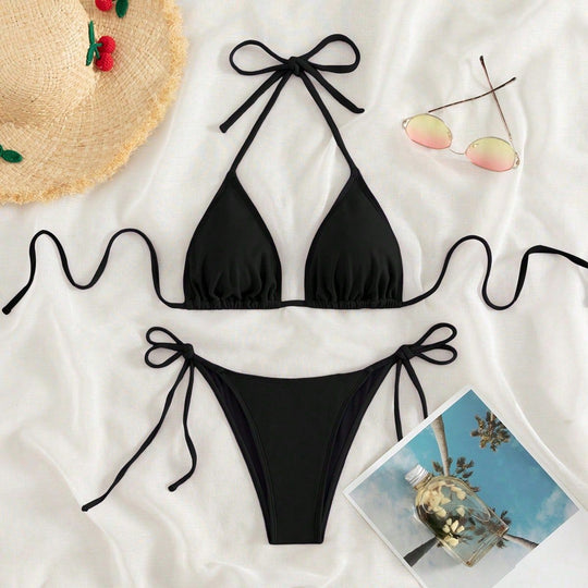 Damen Triangel-Bikini mit verstellbaren BindNord Taschenändern und hoher Beinausschnitt Nord Taschen