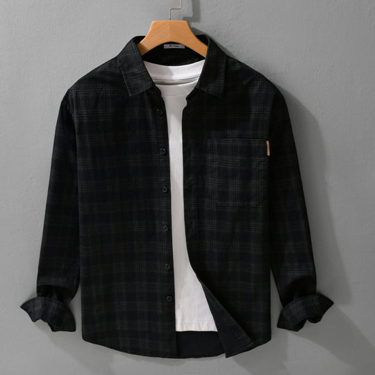 Herren Kariertes Hemdjacken-Overshirt aus leichtem Twill mit Brusttasche Nord Taschen