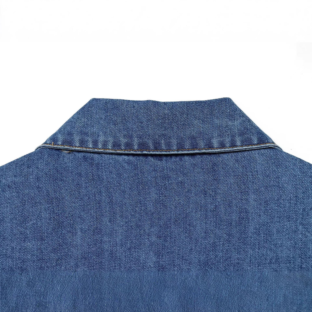 Damen Oversize Denim-Pulloverjacke mit halber Knopfleiste Nord Taschen