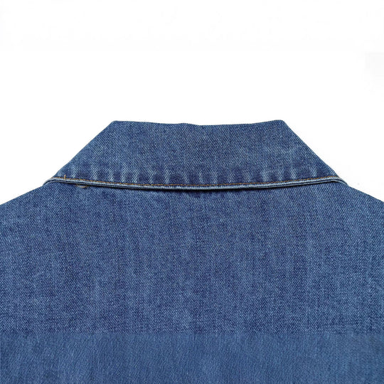 Damen Oversize Denim-Pulloverjacke mit halber Knopfleiste Nord Taschen