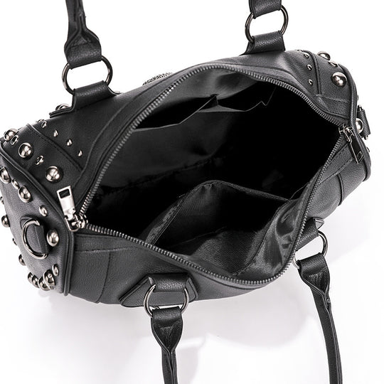 Damen Hobo-Tasche mit dekorativen Nieten und trendy Totenkopf-Applikation Nord Taschen